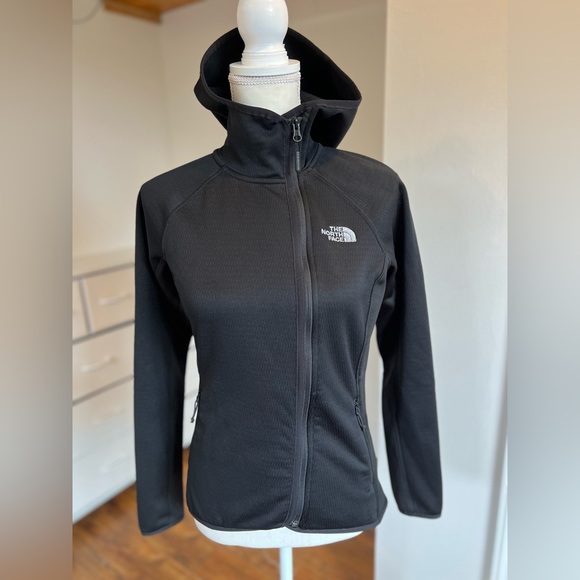 The North Face Jacket Arcata Zip Hoodie Asymmetrical Fitted Fleece Black S/P - Picture 2 of 8